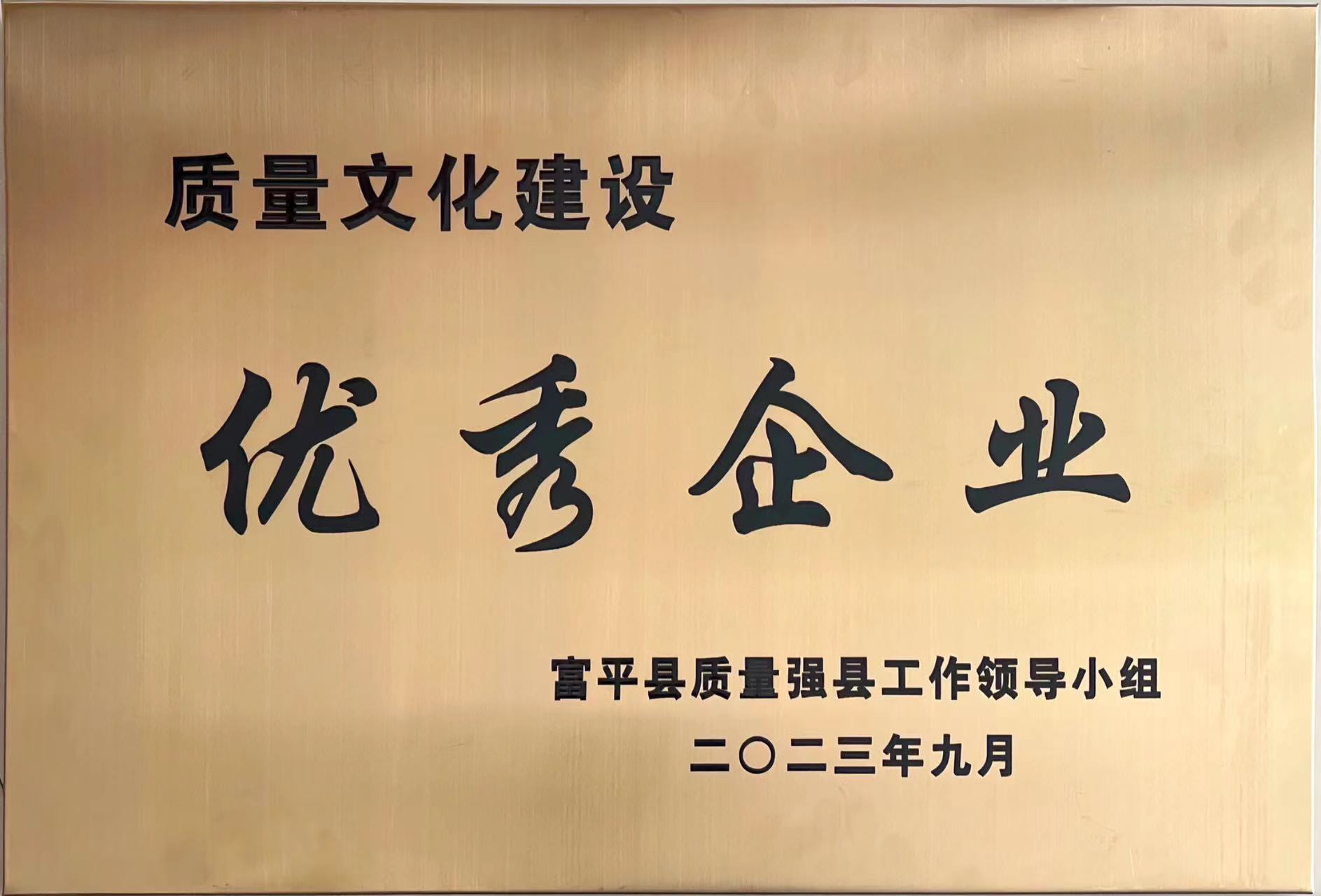 贊！富平公司喜獲富平縣“質(zhì)量文化建設(shè)優(yōu)秀企業(yè)”稱號(hào)